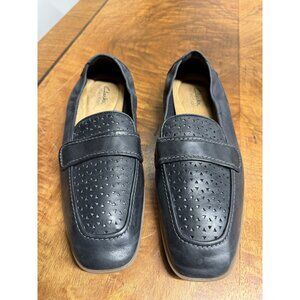 Women's Clarks Women’s 9.5 Lyrical Way Loafer 26171285 Navy Blue Leather Shoes